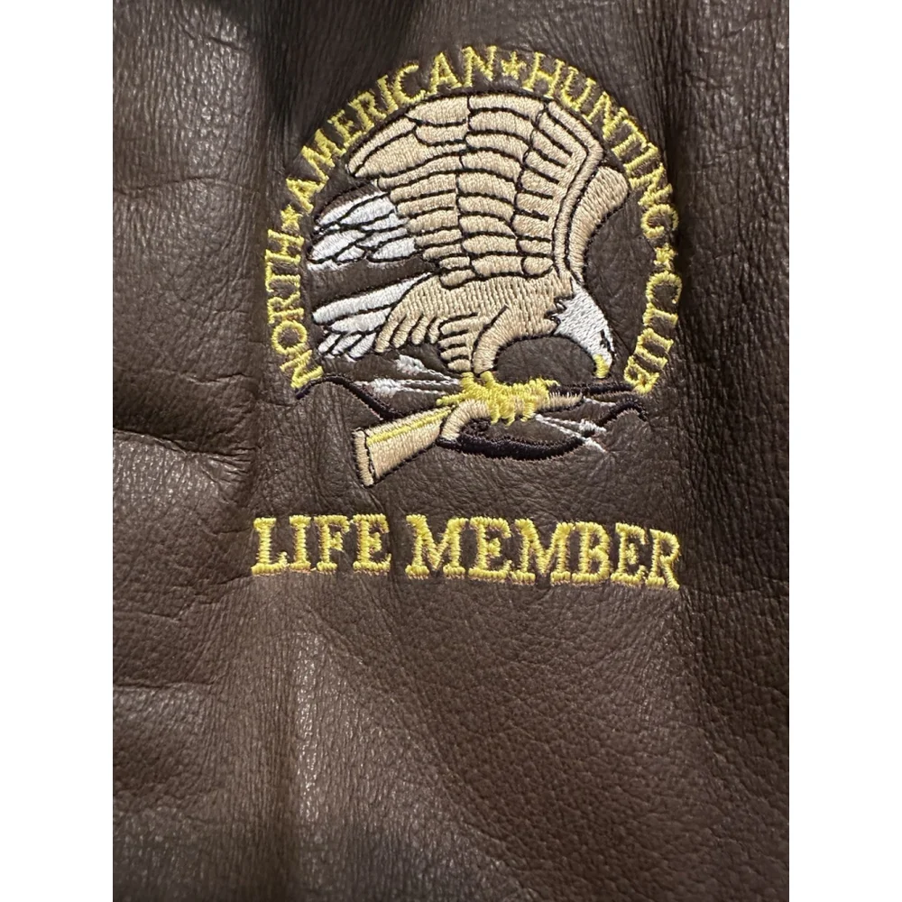 Burks Bay Leather Jacket Bomber Mens XXL North American Hunting Club Life Member